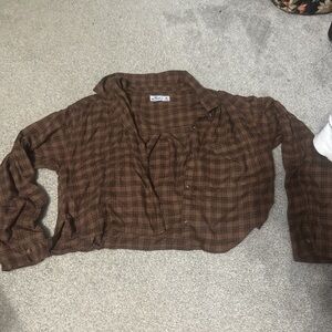 Hollister Brown Plaid Button Down Shirt
